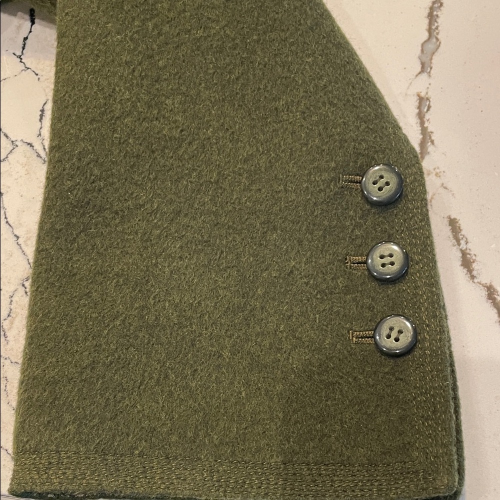 Olive Green Women's Wool Blend Button Jacket - Picture 8 of 9